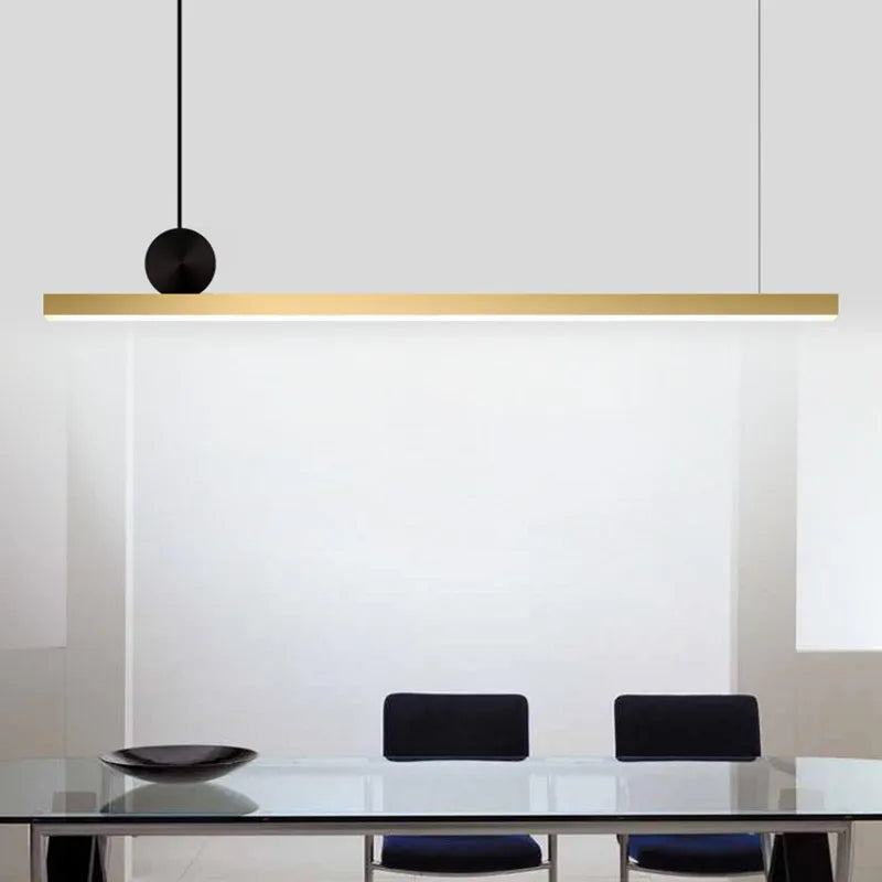 Linear LED Gold Pendant Light for Island, Restaurant, Bar - Nordic Designer Style