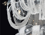 Crystal Circle LED Tassel Chandelier: Modern Luxury Pendant Hanging Light Fixture for Bedroom and Living Room