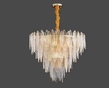 LED Glass Metal Leaf Chandelier: Luxury Postmodern Lighting for Home Decor, Bedroom, Living Room
