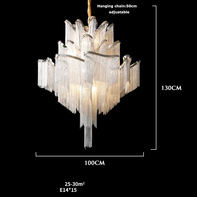 Retro Vintage LED Aluminum Chandelier Lighting in Gold Chrome Silver