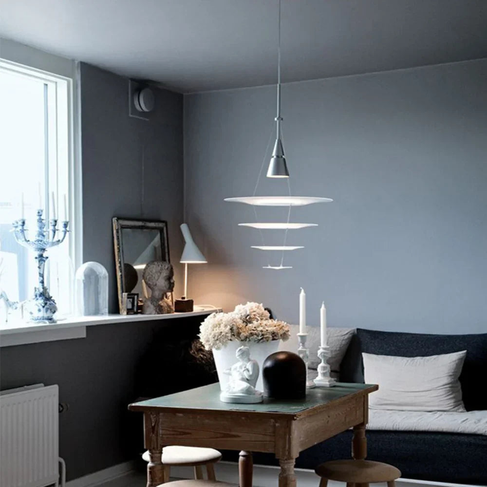 Spiral Acrylic Ring LED Pendant Light - White Nordic Designer Minimalist Lamp