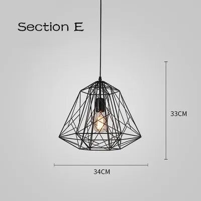 Cage Light Frame Pendant Industrial Single Head Black Nordic Creative Fixture