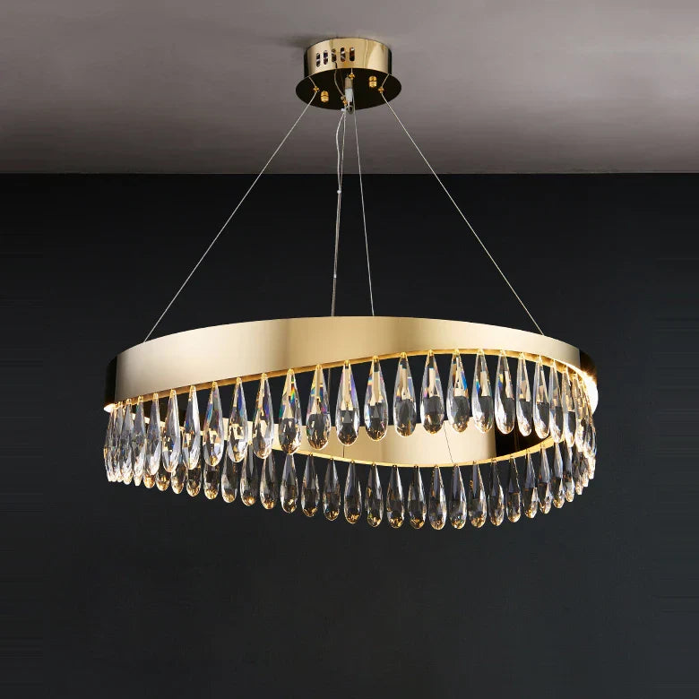 Crystal Stainless Steel LED Chandelier for Foyer