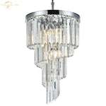 Luxury Prism LED Crystal Chandelier, Art Deco Spiral Design, Large Pendant Hanging Lamp