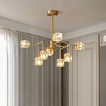 Square Crystal Chandelier Artistic Branches Luxury Gold Light Fixtures Living Room Kitchen Lighting