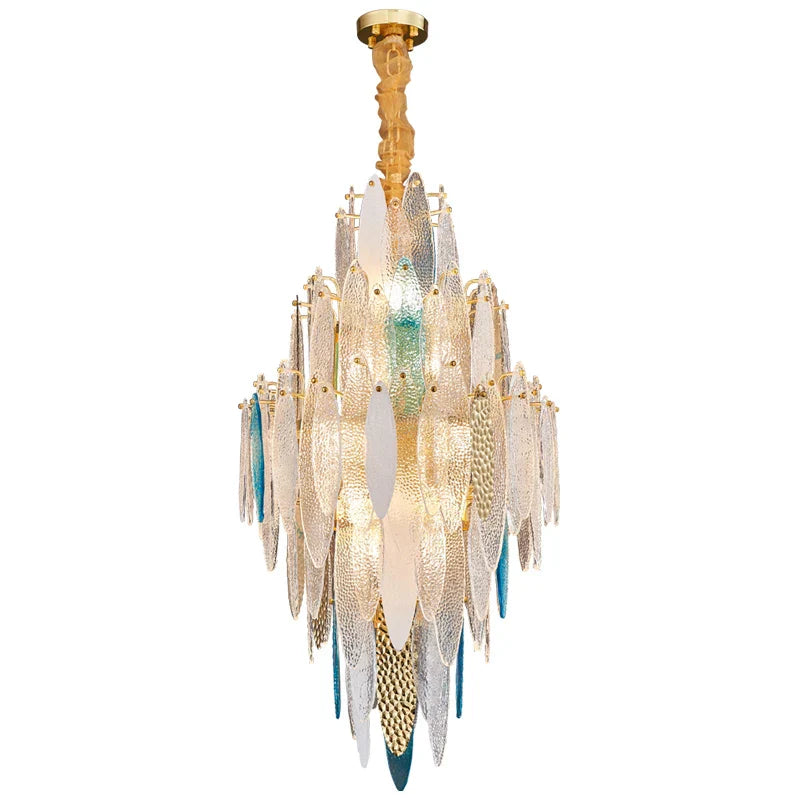 Art Deco Glass Iron LED Chandelier for Dinning Room