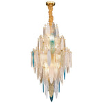 Art Deco Glass Iron LED Chandelier for Dinning Room