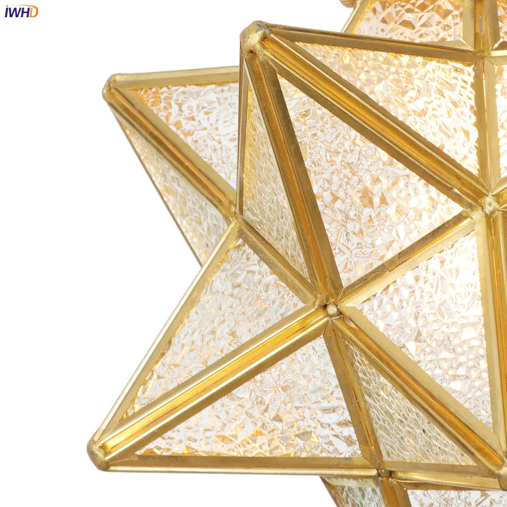 Glass Copper LED Pendant Light for Kitchen Cafe Living Room