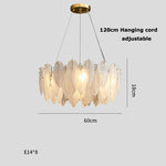 White Glass Feather LED Chandelier - Designer Oval Goose Feather Lighting