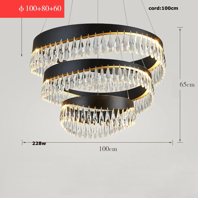 Crystal Stainless Steel LED Chandelier for Foyer