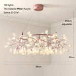 Heracleum Chandeliers: Modern Black/Rose Gold Round Firefly Lamp Branch Design