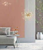 Nordic Dandelion Crystal LED Chandelier: Modern Sunflowers Pendant Light for Bedroom & Living Room