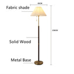 Pleated Wood Floor Lamp with White Fabric Shade