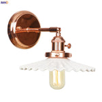 White Ceramic LED Wall Sconce Switch Rose Gold Bedroom Stair Mirror Light