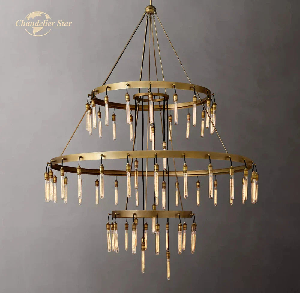 Axis Black Brass LED Round Chandelier for Living & Dining Room