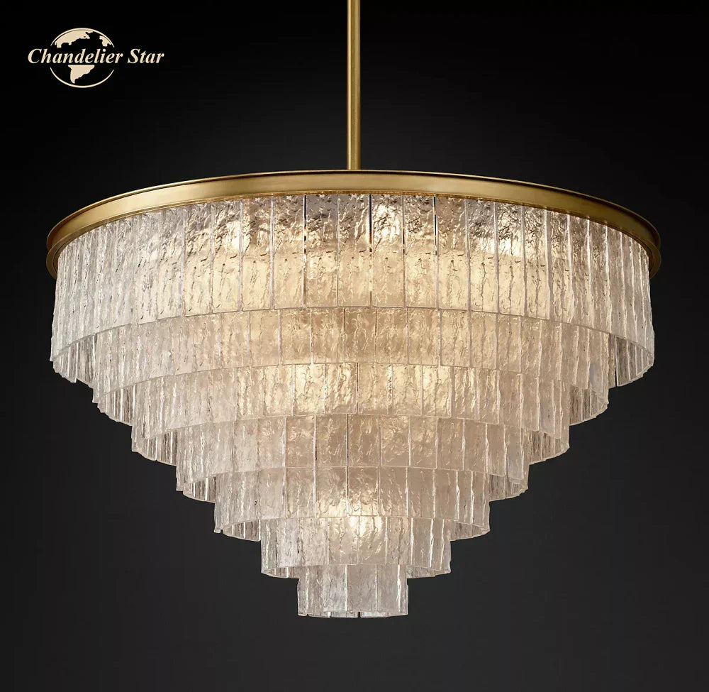 Glace Modern Glass Chandelier for Living Dining Room, Farmhouse Hanging Lamp