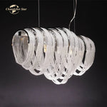 Crystal Circle LED Tassel Chandelier: Modern Luxury Pendant Hanging Light Fixture for Bedroom and Living Room