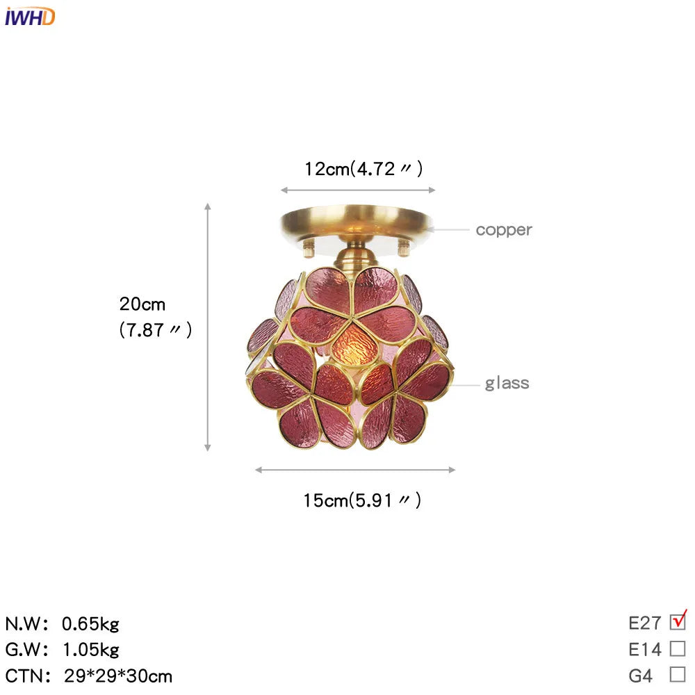 White Glass LED Ceiling Light Fixture, Nordic Modern Copper Ceiling Lamp