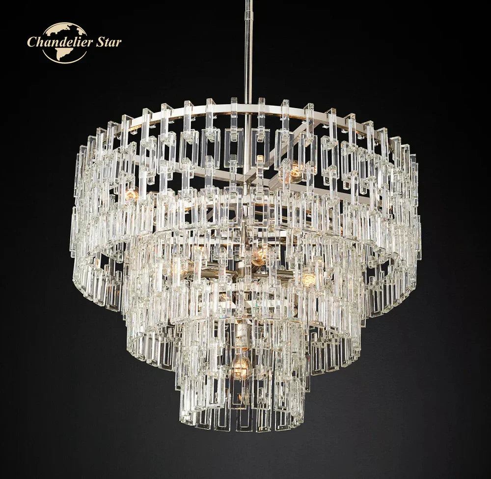 Marignan Crystal Chandelier Tiered Round Living Room Pendant Light
