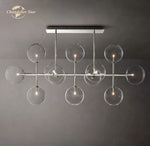 Farmhouse Clear Glass Linear Chandelier - Rustic Chic Pendant Lighting for Dining Room