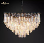 Modern Crystal LED Chandelier: Odeon Square Lustre Pendant Light Fixture