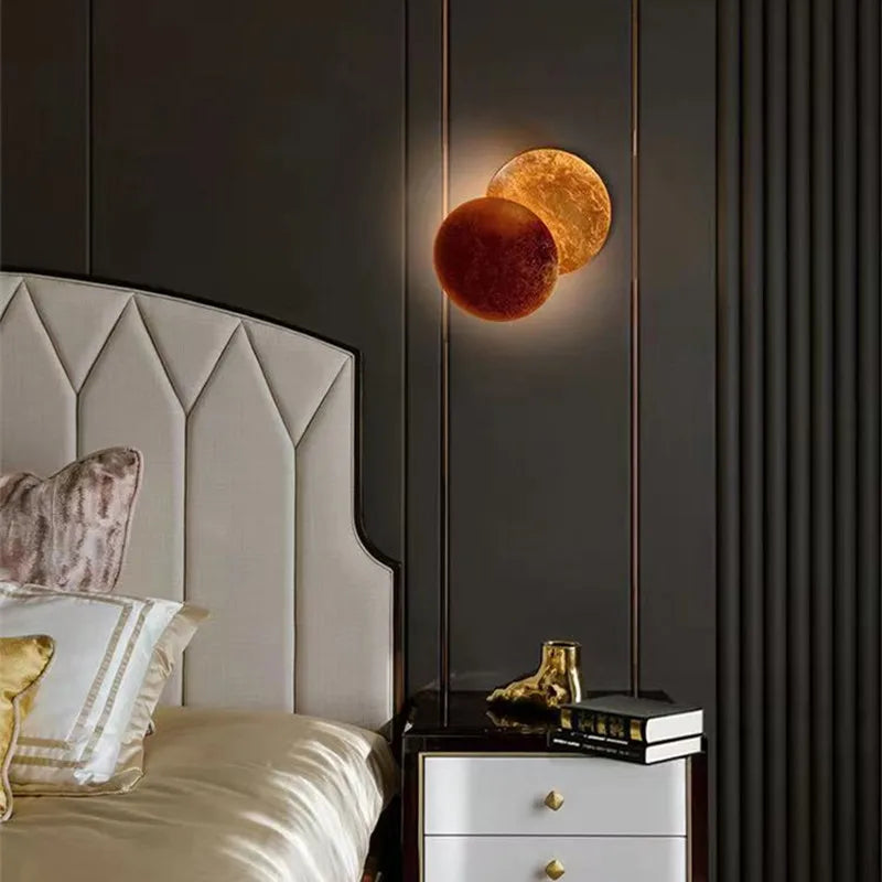 LED Gold Eclipse Circle Wall Lamp for Bedroom Living Room