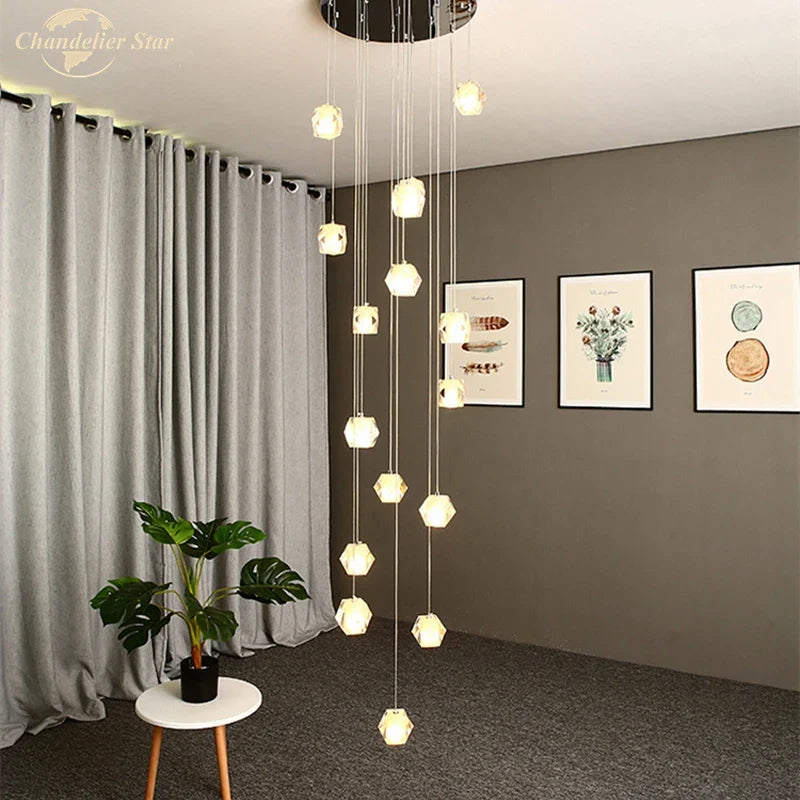 Crystal Spiral Diamond LED Chandelier for Living Room Bedroom Staircase