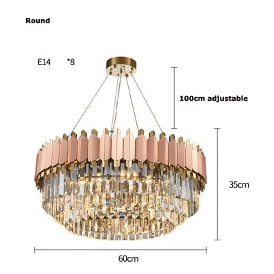 E14 LED Crystal Stainless Steel Rose Gold Pendant Lights