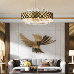 Gold LED Crystal Clear Art Deco Chandelier for Foyer