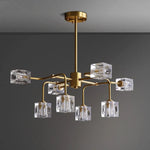 Square Crystal Chandelier Artistic Branches Luxury Gold Light Fixtures Living Room Kitchen Lighting