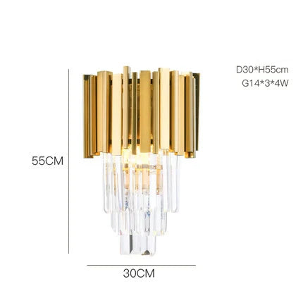 Golden Stainless Steel Crystal Chandelier for Elegant Foyer Lighting