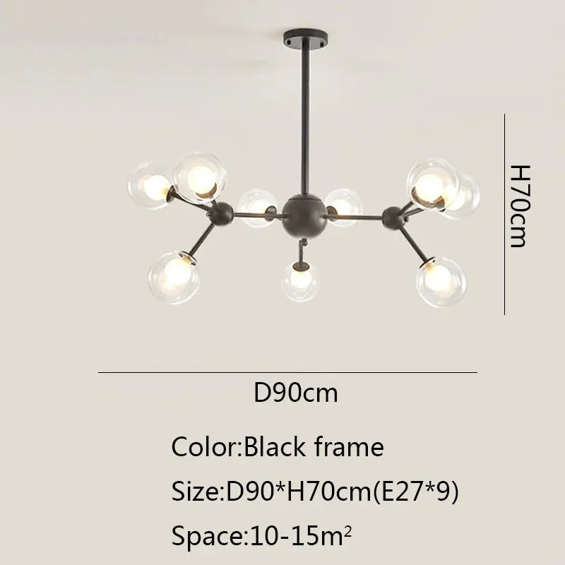 Black Postmodern Sputnik Chandelier for Dining Room and Home Decor