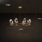 Crystal Copper Round Chandelier: Elegant LED Suspension Lamp for Dinning Room