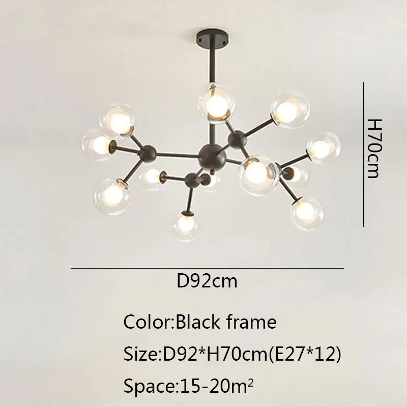 Black Postmodern Sputnik Chandelier for Dining Room and Home Decor