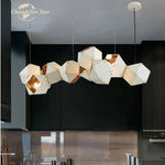 White Metal Geometric LED Chandelier for Bedroom and Living Room