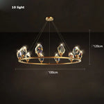 Crystal Copper Round Chandelier: Elegant LED Suspension Lamp for Dinning Room