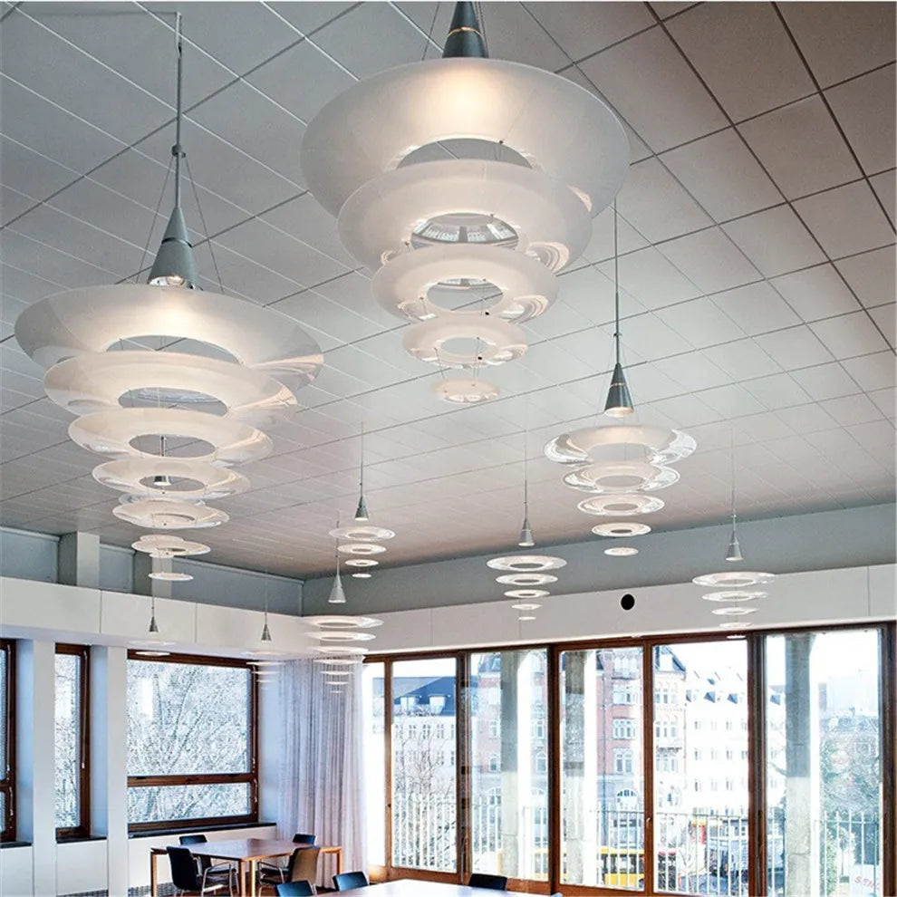 Spiral Acrylic Ring LED Pendant Light - White Nordic Designer Minimalist Lamp