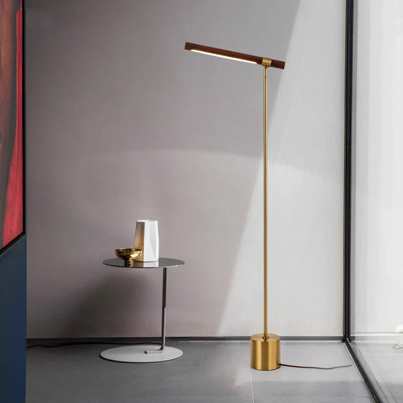 Linear Wood LED Floor Lamp | Modern Minimalist Designer Vertical Loft Floor Light