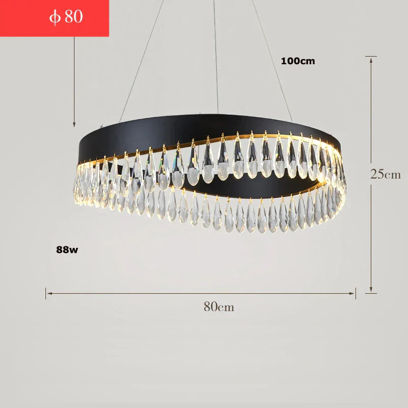 Crystal Stainless Steel LED Chandelier for Foyer