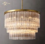 Cielo Glass Chandelier Three-Tier Round Hanging Lights for Living Dining Room