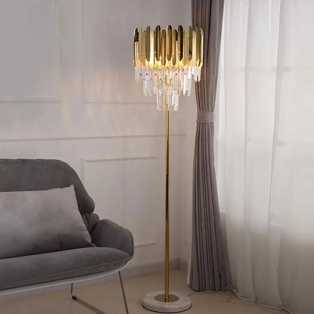 Postmodern Crystal Marble LED Floor Lamp for Bedroom
