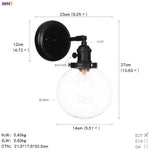Glass Ball Wall Light Switch Hallway Bathroom Mirror Stair Black Wall Sconce