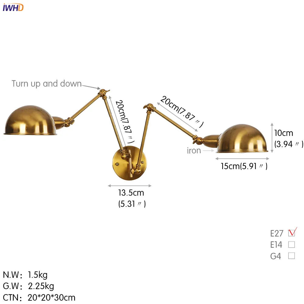 Loft Antique Edison 3-Head Black Wall Sconce Swing Arm Light