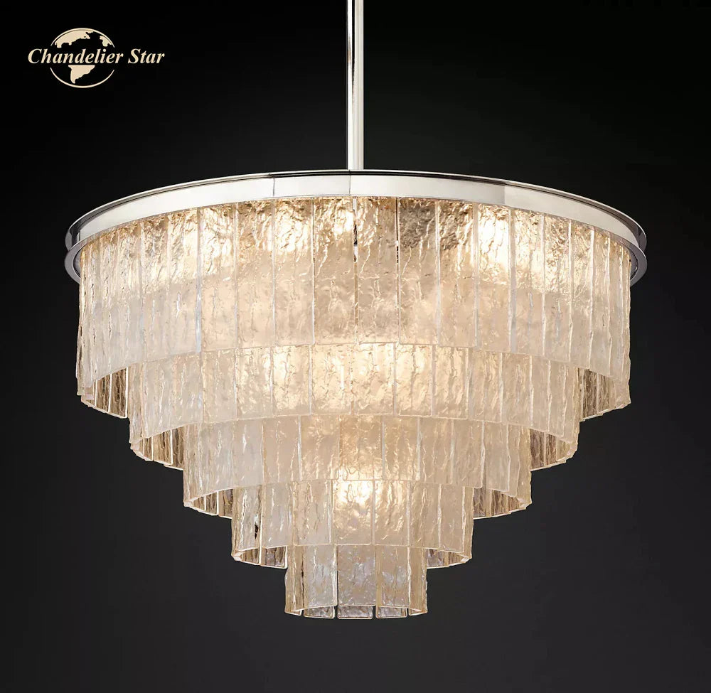 Glace Modern Glass Chandelier for Living Dining Room, Farmhouse Hanging Lamp