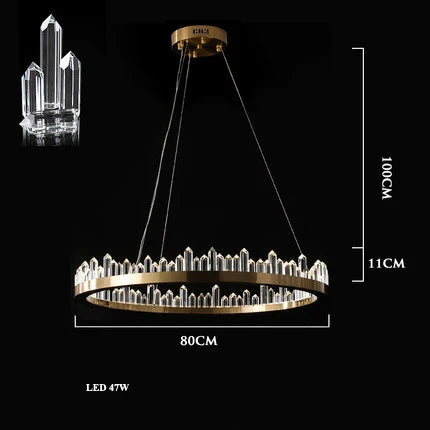 Golden Crystal LED Chandelier for Modern Dining Room