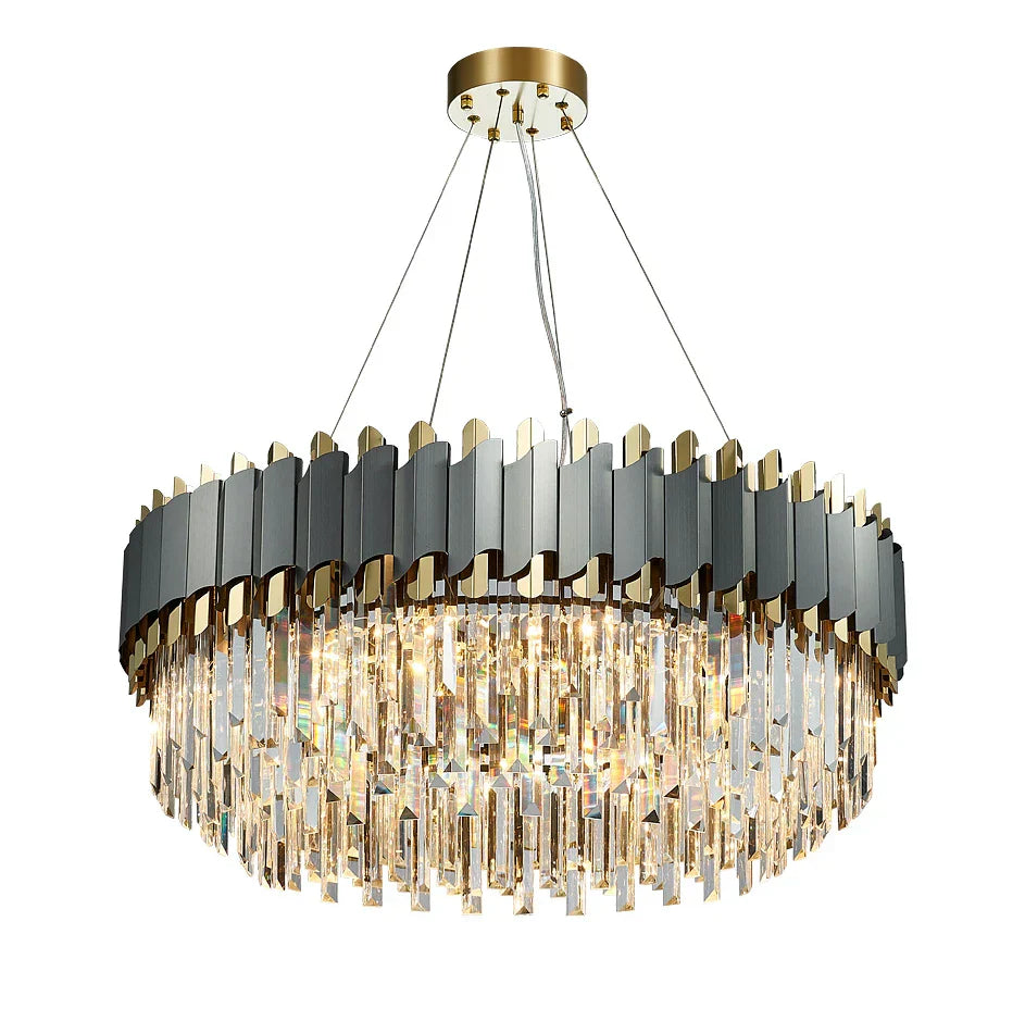 Art Deco Golden Crystal Chandelier LED Hanging Lamp