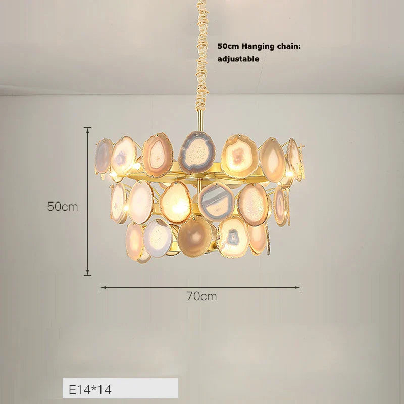 LED Agate Chandelier Lighting for Foyer - Colorized Designer Lamps