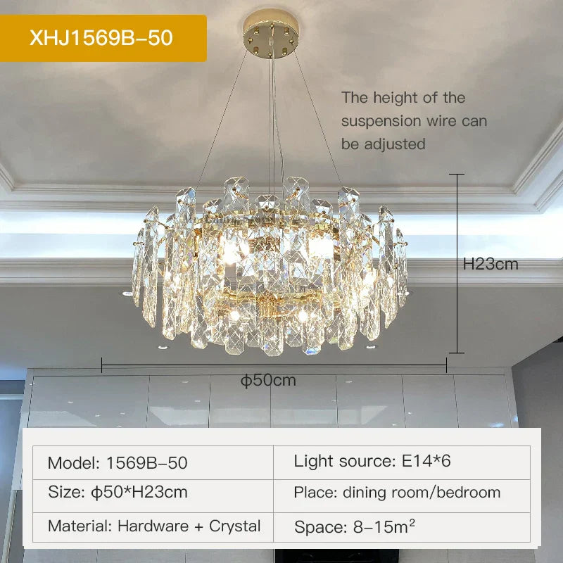Crystal LED Chandelier for Elegant Living Room, Dining, Bedroom, Kitchen