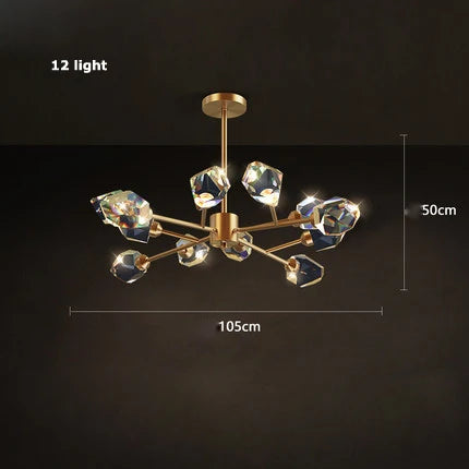 Crystal Copper Round Chandelier: Elegant LED Suspension Lamp for Dinning Room