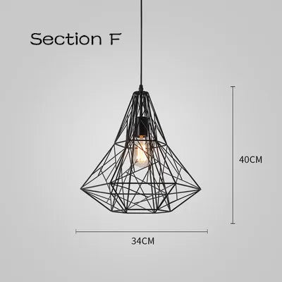 Cage Light Frame Pendant Industrial Single Head Black Nordic Creative Fixture